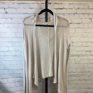 Hollister Light Beige Open-Front Hooded Lightweight Cardigan Sz XS/S